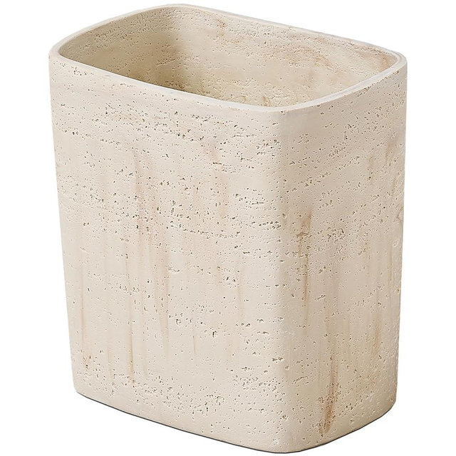 Polytree Natural Travertine Textures Bathroom Trash Can 1.8 Gallon(7 Liter) Small Kitchen Garbage Can,Living Room Bedroom Trash Can, Decor Wastebasket for Home Office