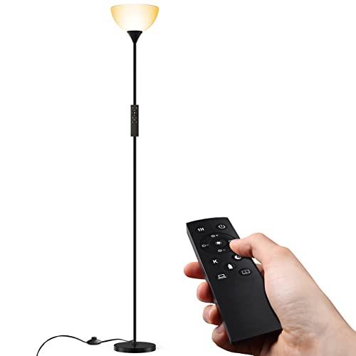 Floor Lamp, Remote Control with 4 Color Temperatures, Torchiere Floor lamp for Bedroom, Standing Lamps for Living Room, Bulb Included (Matte Black)