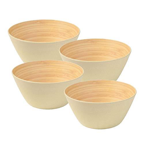 Naturally Chic Bamboo Fiber Bowls - 5.75 Inch Round Bowls for Salads, Soups, Parties, BBQs, Events, Green (4 Pack)