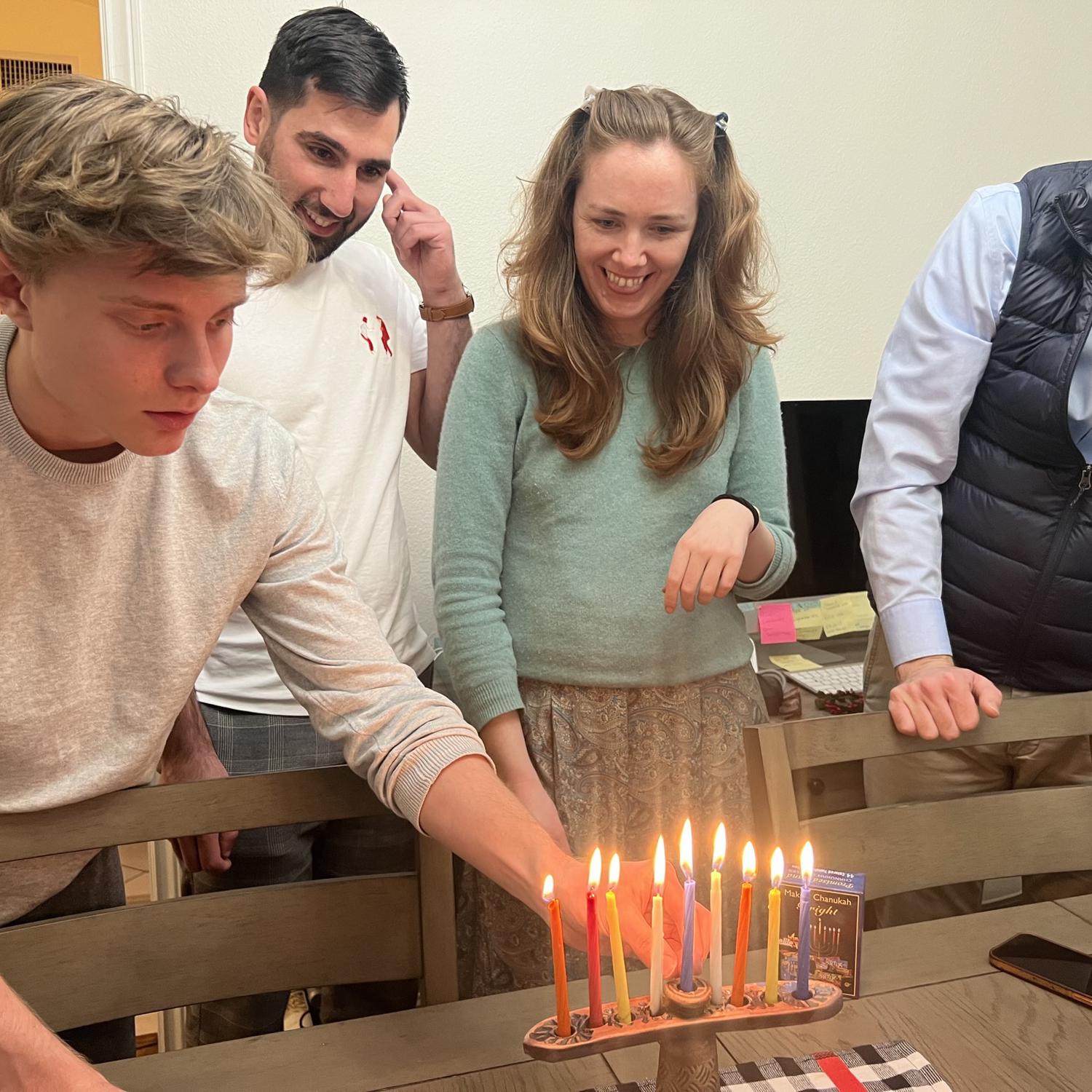 Hanukkah with Julia's cousins Emory!