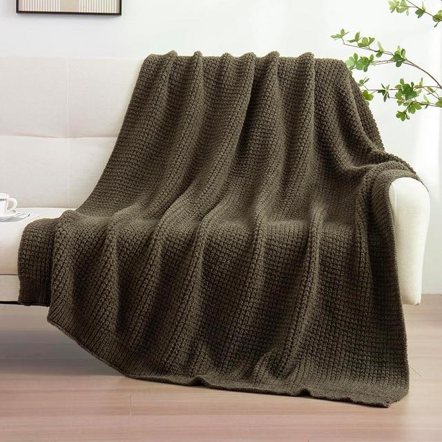 YIRUIO Microfiber Waffle Throw Blanket Weave Knit Super Soft Ultra Cozy Fuzzy Fluffy Warm for Living Room Bedroom Bedding Farmhouse (Army Green, 51'' x 63'')