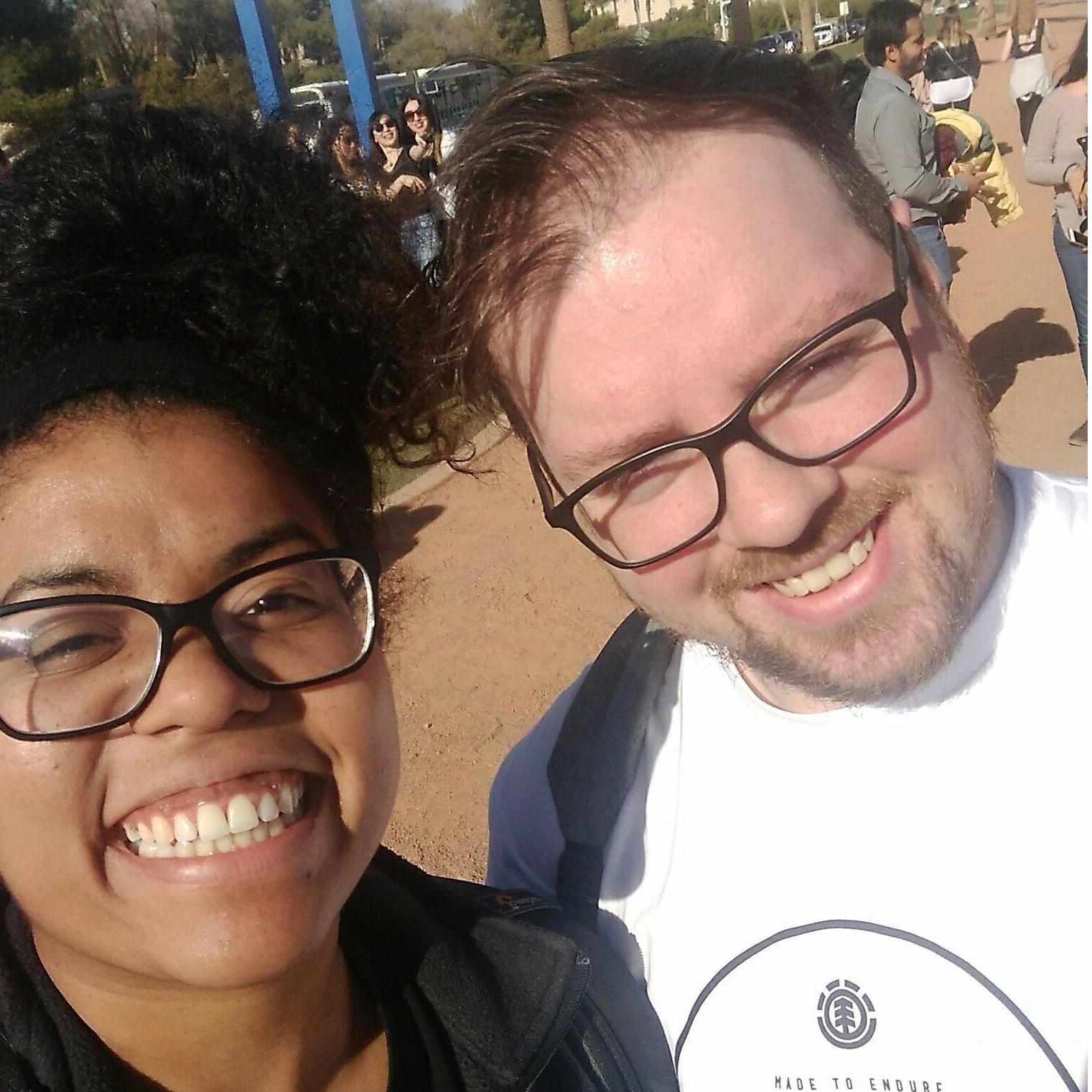 In front of the Las Vegas sign, even though it's cropped out. Hours before the proposal.