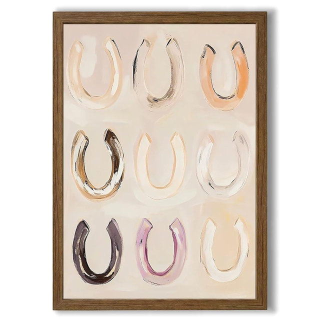 Western Canvas Wall Decor Lucky Horseshoe Wall Art Modern Country Posters Rustic Horse Prints Southwestern Cowboy Pictures for Bedroom Bathroom Farmhouse 16x24 Inch Framed