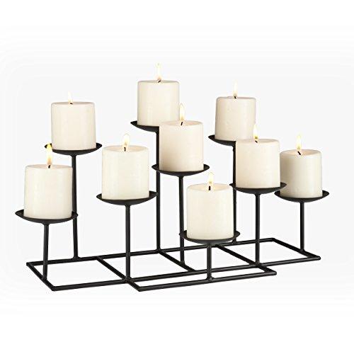 SEI Furniture Black Metal Frame Geometric Transitional, 9 Candles, Style