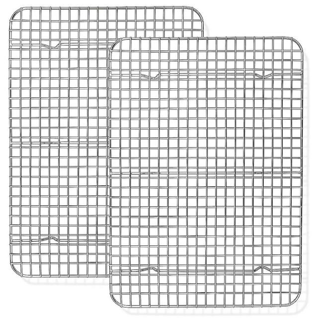 TeamFar Cooling Racks, 2 Pack Stainless Steel Grid Wire Rack for Baking Roasting Grilling Drying, 15.3’’ x 11.2’’, Metal Mesh Oven Rack for Chicken Bacon Cookies, Non-Toxic & Dishwasher Safe