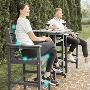 SERWALL Balcony Adirondack Chairs and Table 3 Pieces Set - Table and 2 Chairs