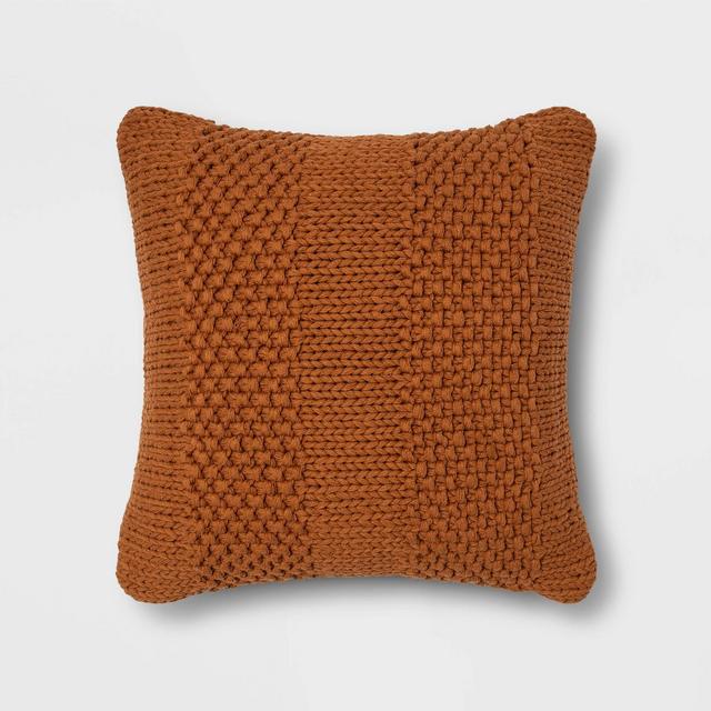 Chunky Patterned Weave Square Throw Pillow Brown - Project 62™