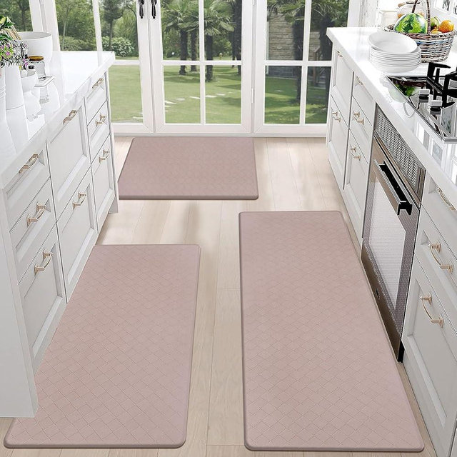 HEBE Anti Fatigue Kitchen Mats for Floor Set of 3 Cushioned Kitchen Rug Sets 3 Piece Non Slip Kitchen Rugs and Mats Waterproof Comfort Standing Mat Runner for Home Office,Sink,Laundry