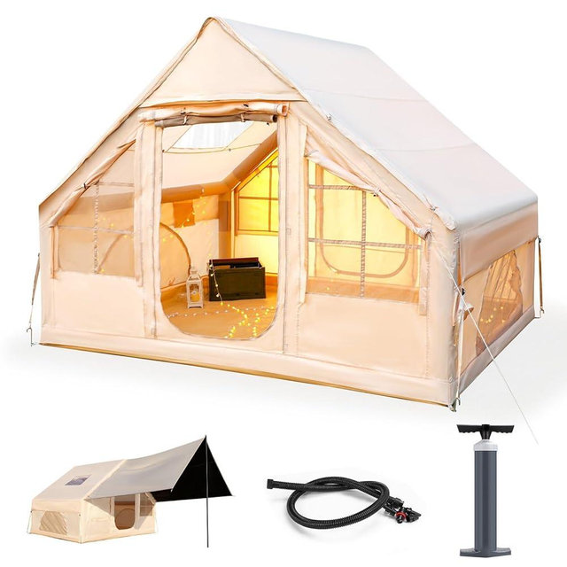 Tents for Camping - Inflatable Tent with PUM, Instant Setup Waterproof Tent, Oxford Fabric Camping Tent with Skylight, 3x2.4x2.2m Large Inflatable Camping Tent, 4 Season Family Tents for Camping