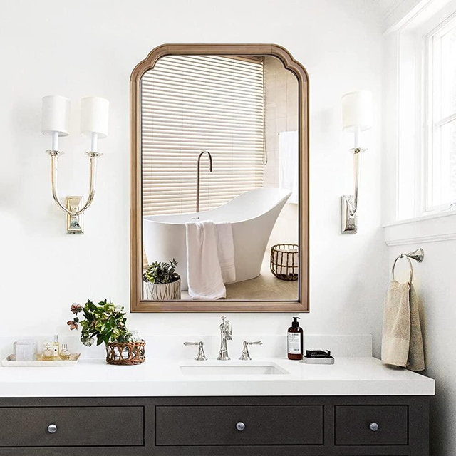 WallBeyond Farmhouse Bathroom Mirrors for Wall Mounted, 24" x 36" Rustic Wood Frame Wall Mirrors Decorative for Living Room or Bedroom Vanity Mirror (Natural Color)