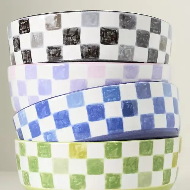 MacKenzie-Childs Stoneware Check Serving Bowl