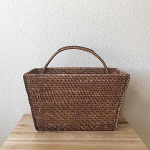 Vintage Woven Book Basket with Handle - Woven Basket Storage - Basket for Books - Magazine Holder - Book Holder - Storage for Book/Magazine