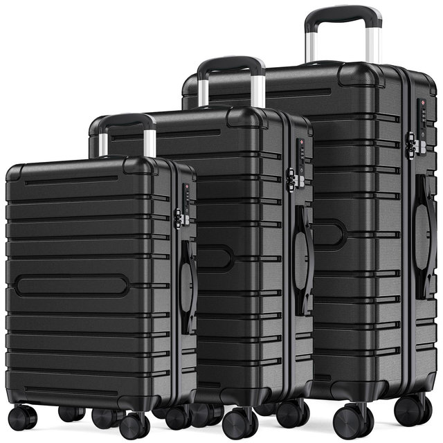 SUGIFT 3-Piece Hardshell Luggage Set Spinner Wheels TSA Lock YKK Zipper Lightweight Durable ABS+PC Hard Shell Carry On Checked Travel Suitcase