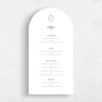 White Arch Wedding Menu - Reece