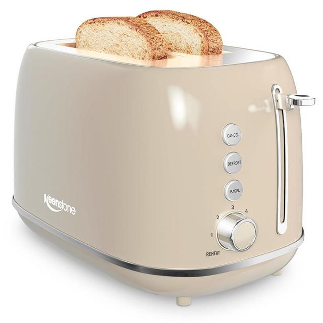 2 Slice Stainless Steel Toaster Retro with 6 Bread Shade Settings, Bagel, Cancel, Defrost Function, 2 Slice Toaster with Extra Wide Slot, Removable Crumb Tray, Tauge