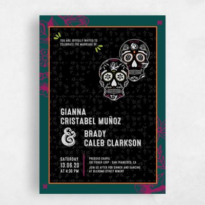 Black Portrait Wedding Invitation - Rios Frame
