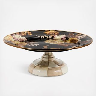 Wild Rose Brown Stainless Steel Pedestal Platter