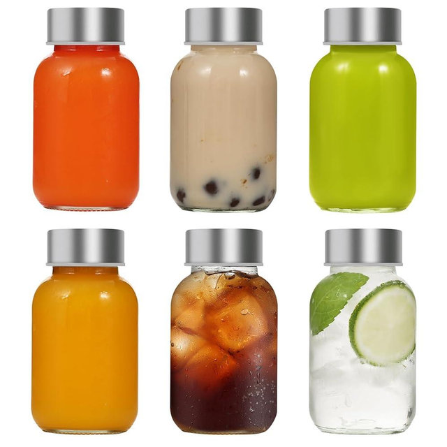 Danmu Glass Juice Bottles with Lids 5oz,Juicing Bottles Reusable Glass 100% Leakproof for Juicing,Ginger Shot,Wellness Shot,Water,Kombucha,Milk,Milkshake,Coffee 6 Pack,Dishwasher Safe
