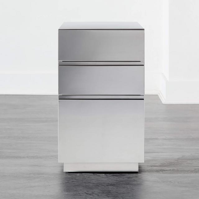 Hudson 3-Drawer Polished Stainless Steel File Cabinet