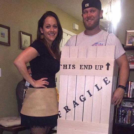 Our first Halloween - the leg lamp and its Fra-gil-e box from The Christmas Story