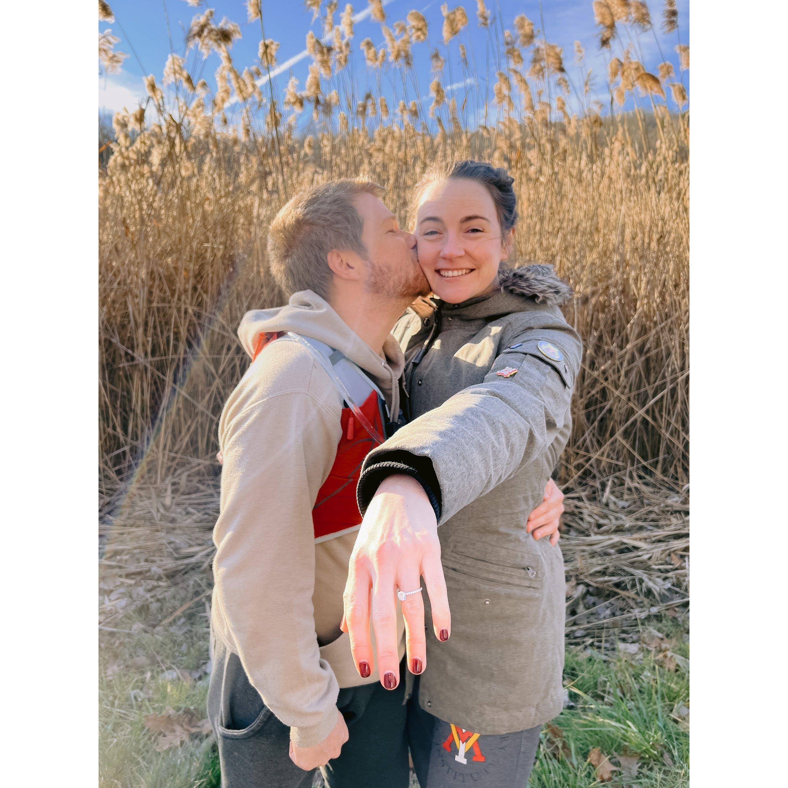 The day after we got engaged, taking a great photo on a hike.