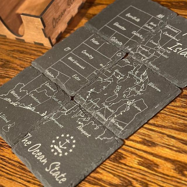 Slate Coasters: Rhode Island Theme (Set of 6)