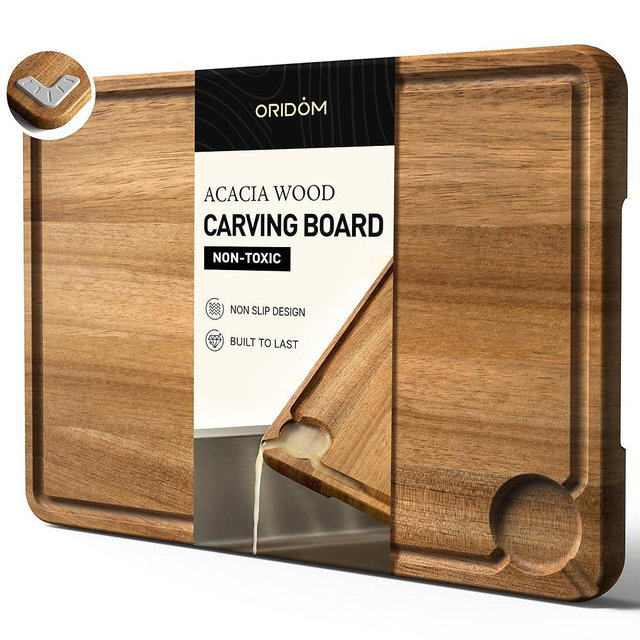 ORIDOM Cutting Board Wood Chopping Board Double Sided Charcuterie Boards Serving Board Lavender Ivory Natural