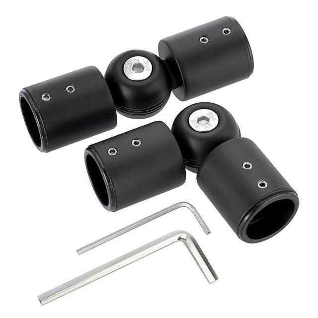 Sumnacon 2Pcs Adjustable Curtain Rods Corner Connector, Stainless Steel Window Hinged Elbow Connector with Accessories Sturdy Curtain Rod Corner Elbow Connector for 1 Inch Bay Window Blind, Black