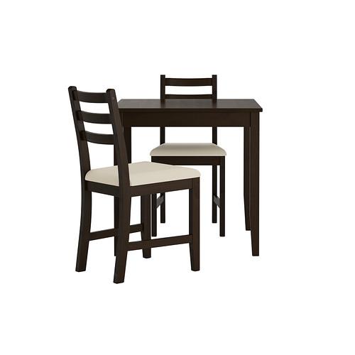 LERHAMN Table and 2 chairs, black-brown, Vittaryd beige