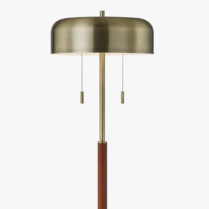 Antique Brass & Walnut Finish Floor Lamp