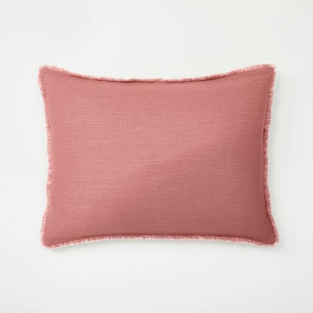 Standard Heavyweight Linen Blend Comforter Sham Rose - Casaluna™