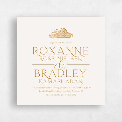 Nutmeg, Beige Wedding Invitation - Heritage Barn Type