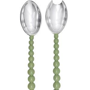 Pearled Green Salad Servers | Green | Brillante | Tableware | Salad Servers | Recycled SANDCAST Aluminum | Handmade in Mexico