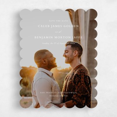 White Scalloped Wedding Save the Date - Portree Photo