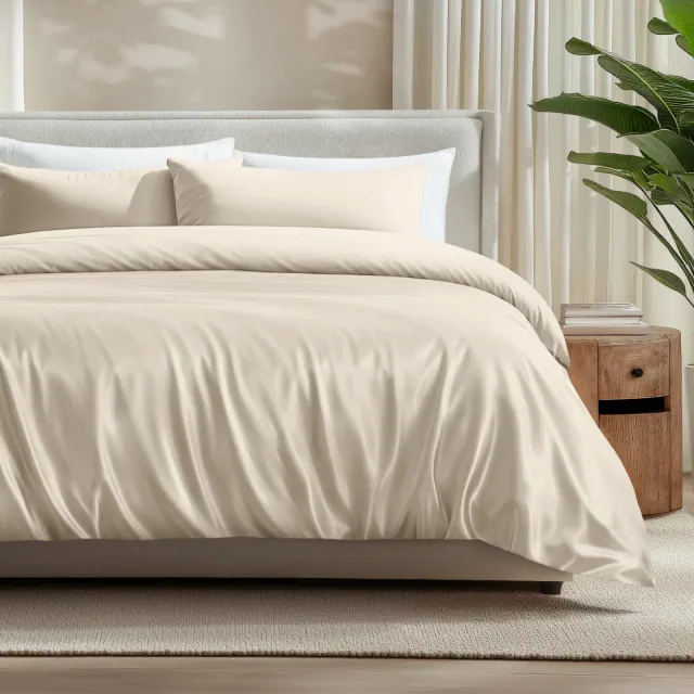 Soft & Cooling Rayon from Bamboo Duvet Cover by Bare Home - King, Sand