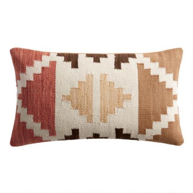 Rust And Ivory Geo Indoor Outdoor Lumbar Pillow