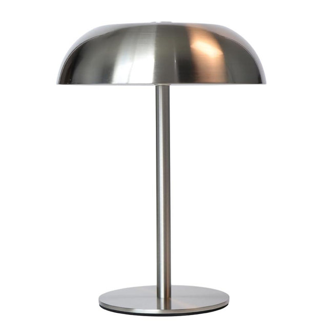 Portable LED Mushroom Table Lamp, Cordless Desk Night Light with 5200mAh Rechargeable Battery, Stepless Dimming Small Lamp with 3 Colors and Brightness Control for Bedroom/Bar/Coffee shop (Silver)
