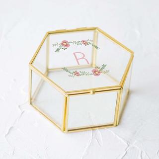 Personalized Floral Gold Glass Keepsake Box