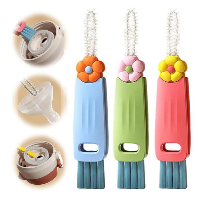 3 in 1 Cup Lid Cleaning Brush, 2024 Multifunctional Crevice Portable Cup Lid Cleaning Brush for Bottle Gap Tight Spaces Cup (B-3 PCS)