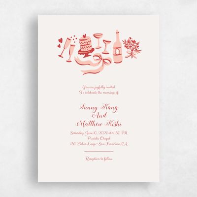Red Velvet Wedding Invitation - Remi Classic