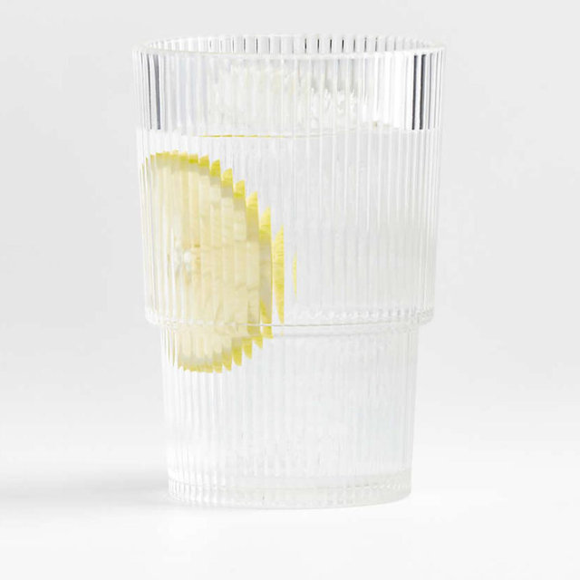 Atwell 16-Oz. Acrylic Stackable Ribbed Highball Glass