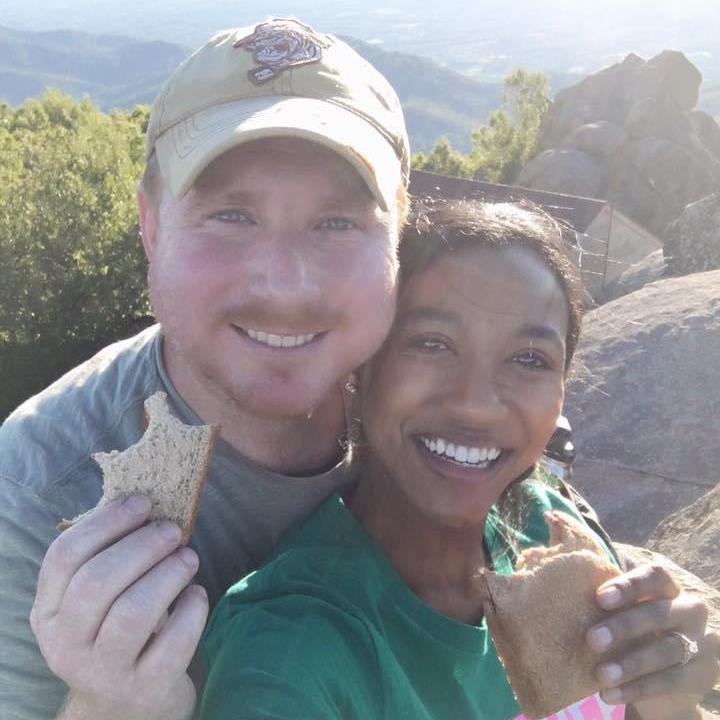 Peanut Butter and Jelly Sandwiches at the top of Sharp Top Mountain!