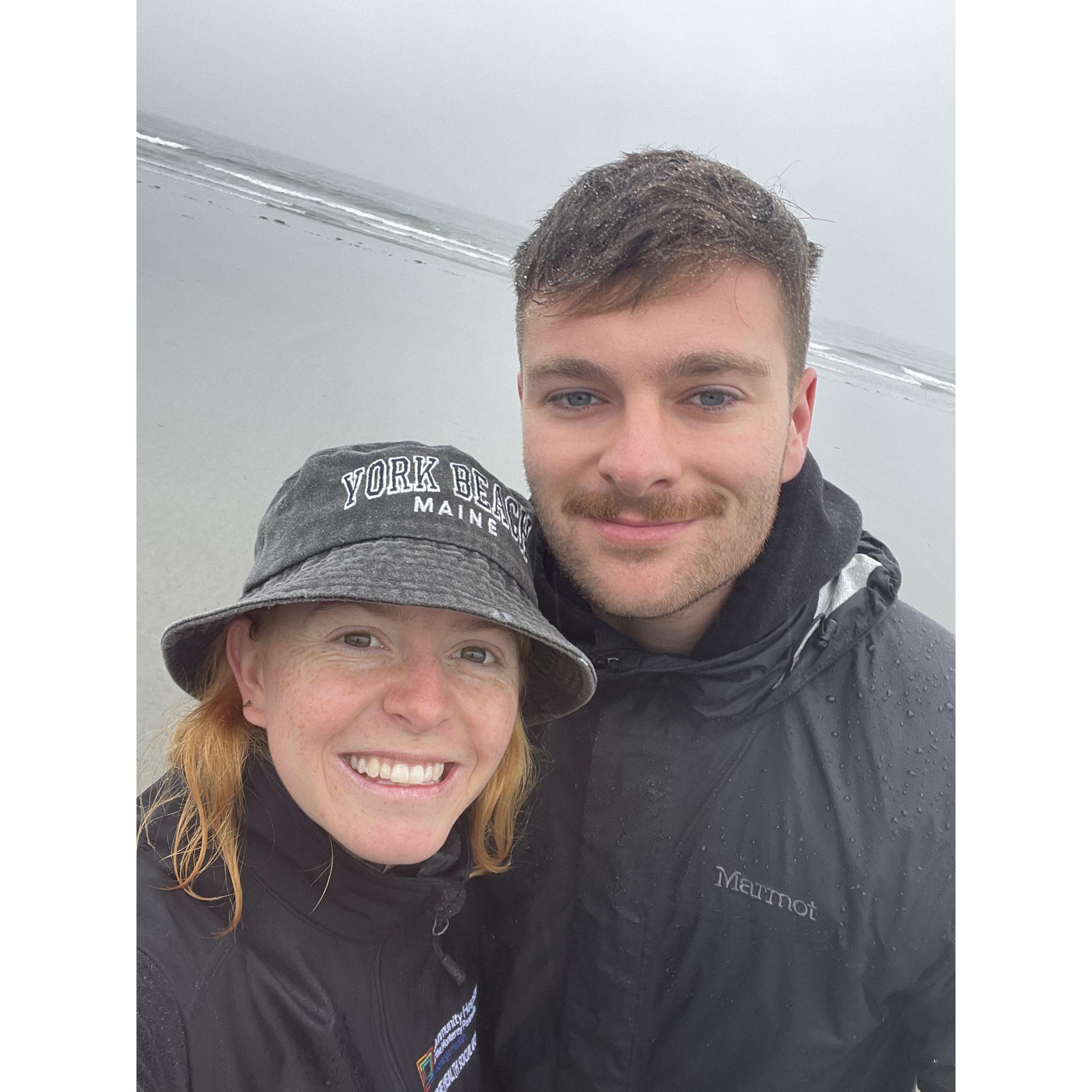 Rainy beach day in Maine