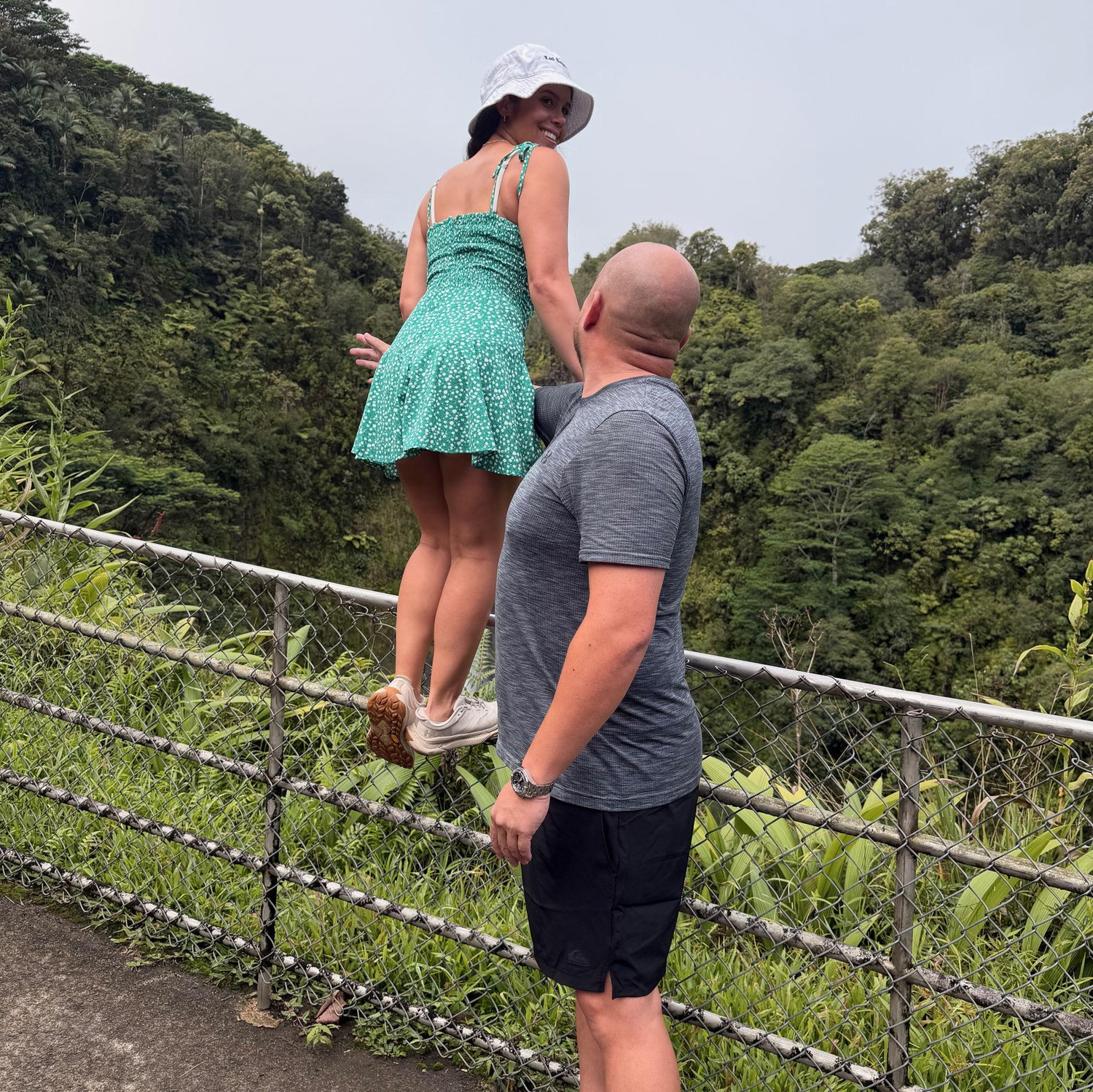 When Mack was trying to propose...I was trying to get a better view of the waterfall, completely unaware of what was transpiring.