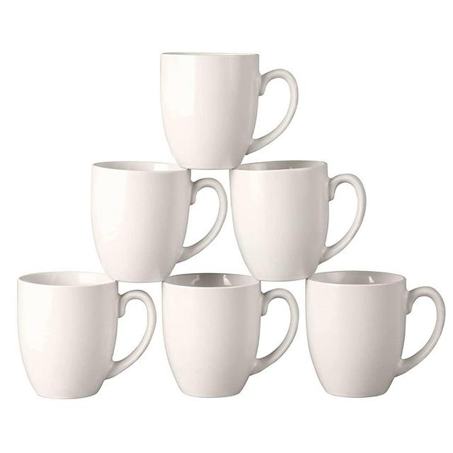 AmorArc 16oz Coffee Mugs Set of 6, Modern coffee mugs with large handle for Men Women friends, Ceramic Coffee Mugs for Tea,Latte,Cocoa. Easy to Hold&Clean, Dishwasher&Microwave Safe, Light Beige
