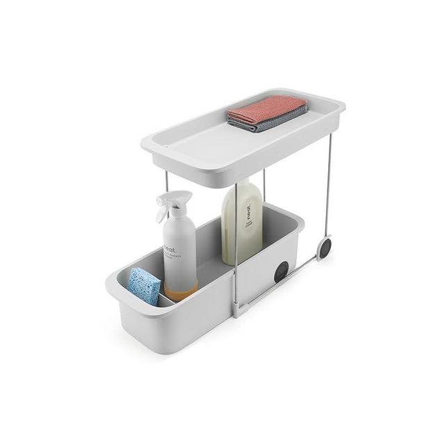 Joseph Joseph CupboardStore 2-Tier Easy-Access Wheeled Storage Caddy – Under-Sink Kitchen Organizer, Made from Recycled Plastic