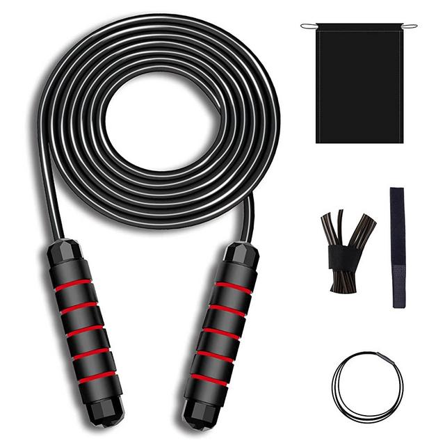 Skipping Rope Tangle-Free Rapid Speed Jumping Rope, Fitness Jump Rope for Men Women and Kids, Adjustable Steel Jump Ropes with Foam Handles for Gym Fitness, Home Aerobic Exercise & Slim Body, with Carrying Bag