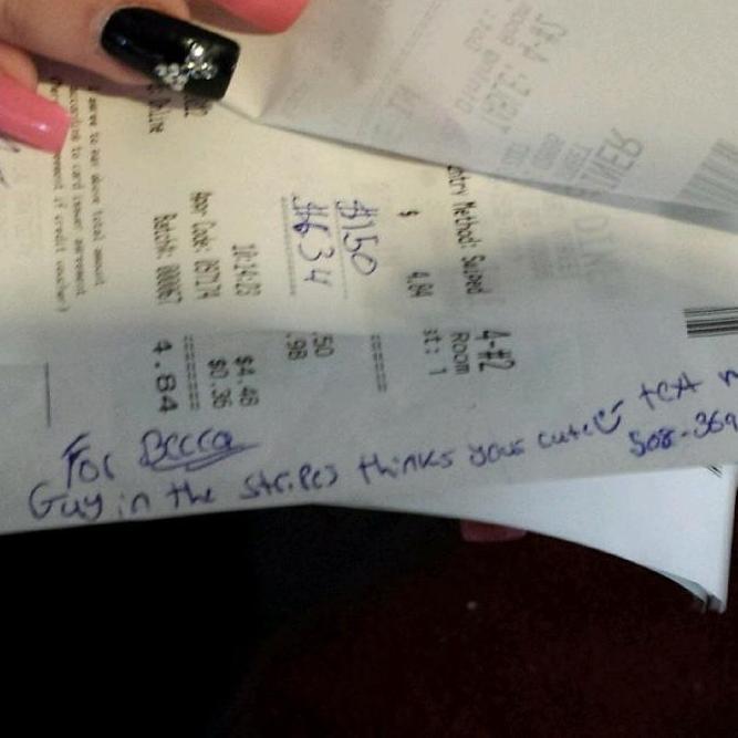 The note Joe left Becca at Athens Diner back in 2014 !