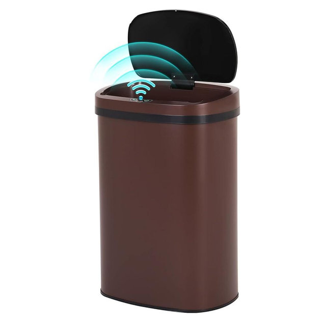 Bigacc 13 Gallon(50 L) Kitchen Trash Can with Touch-Free & Motion Sensor, Automatic Stainless-Steel Garbage Can, Anti-Fingerprint Mute Designed Trash Bin Brushed Stainless Steel