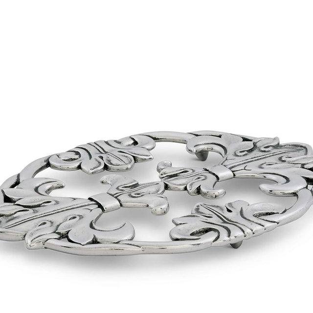 Arthur Court Designs Aluminum Fleur-De-Lis Trivet Hot Pans Pots Dishes or Teapot French Theme 9.25 inch x 7 inch